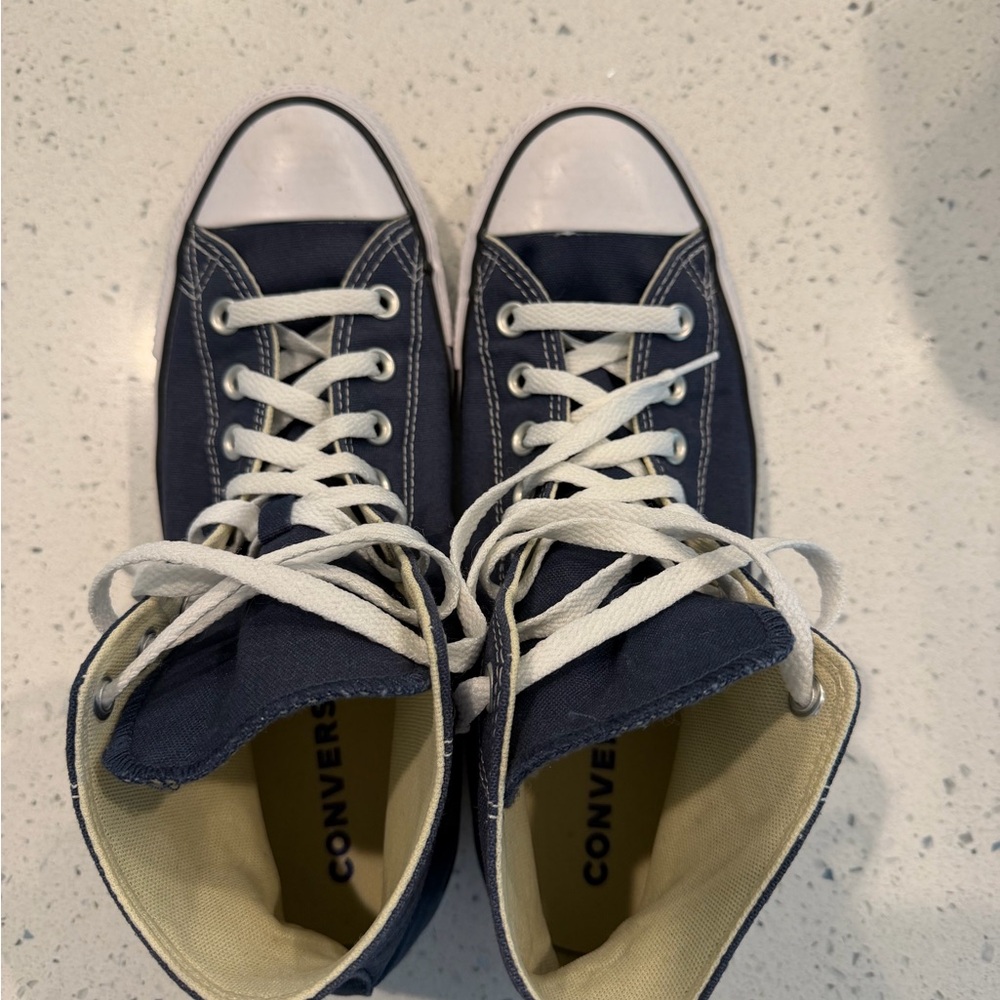 Converse Dark Blue High-Tops with White Soles